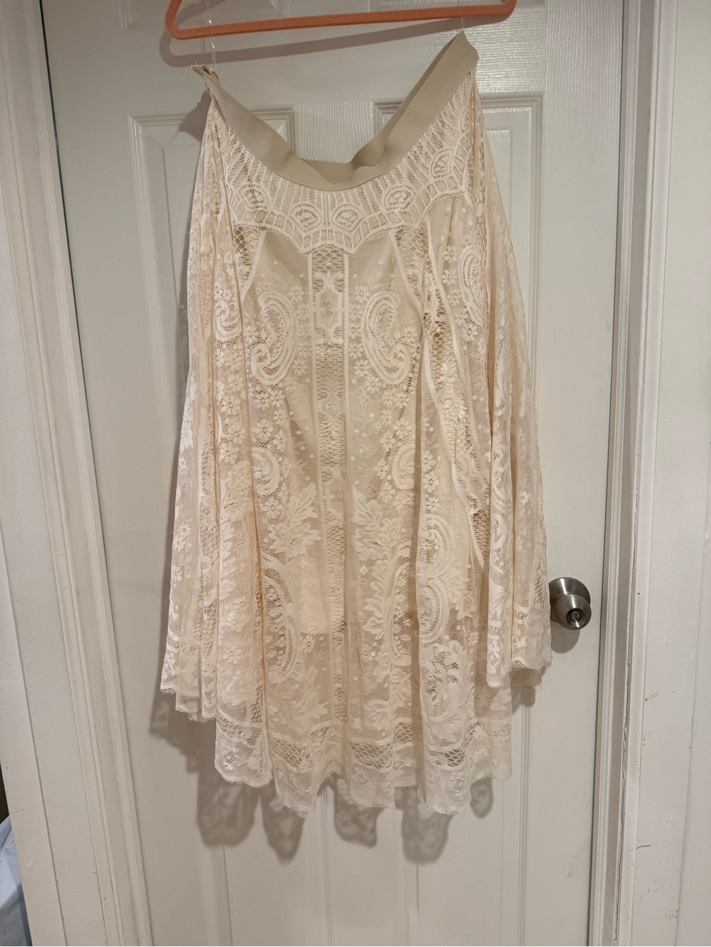 SHEIN Cream Lace Midi Skirt